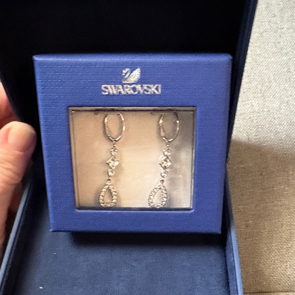 Swarovski Silver and Crystal Teardrop Earrings - Picture 4 of 10